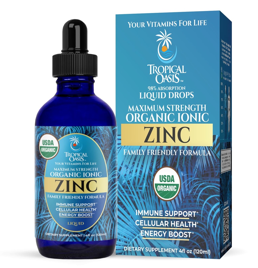USDA Organik Ionic çinko Kilopers for Men, Women & Kids | Sıvı Çinko Supplement Trace Mineral Formula | Immune Function | Skin Health | 98 Abxia | Sugar-Free, Vegan, Non-GMO | 4 Fl Oz Oz