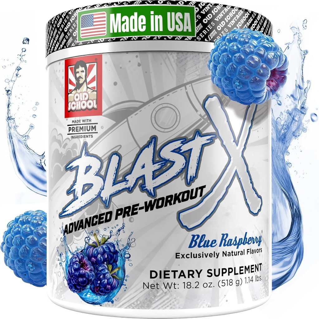 Old School Labs | Blast X Advanced Pre Workout Powder, Intense Energy Booster Preworkout for Men & Women
