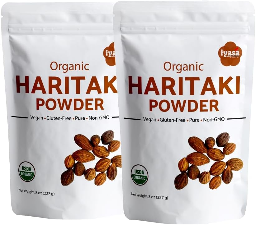 Οργανική σκόνη φρούτων Haritaki Harad Terminalia chebula Kadakapudi 16 Oz 453 GM 1 λίρα αερίου ανακούφιση υγιούς Bowel λειτουργία Ayurveda Superfood Resealable Pouch