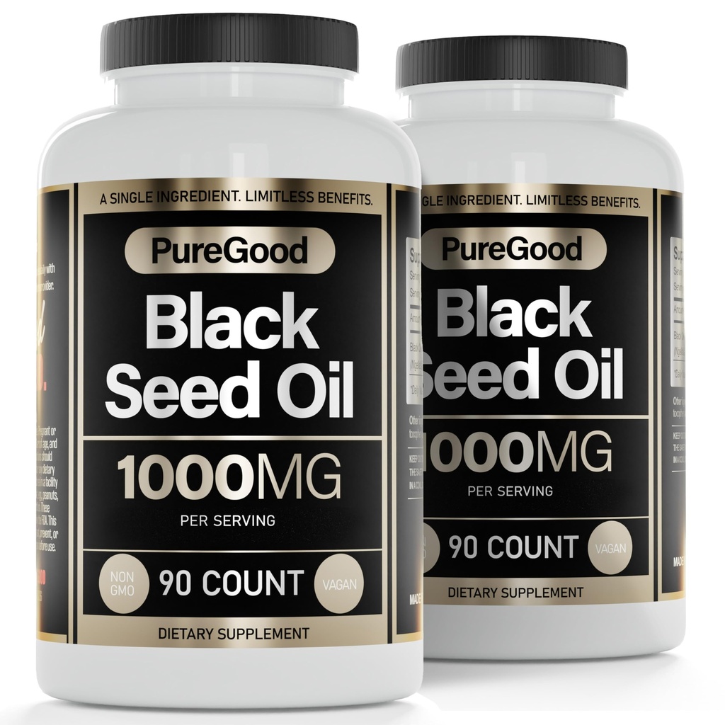 2 Pack - Black Seed Oil Capsules, 500 Mg, Cold Pressed High Potency Digestive Aid, 90 Count 100% GMO Pure Black Cumin Tohum Yağ Kapsülleri
