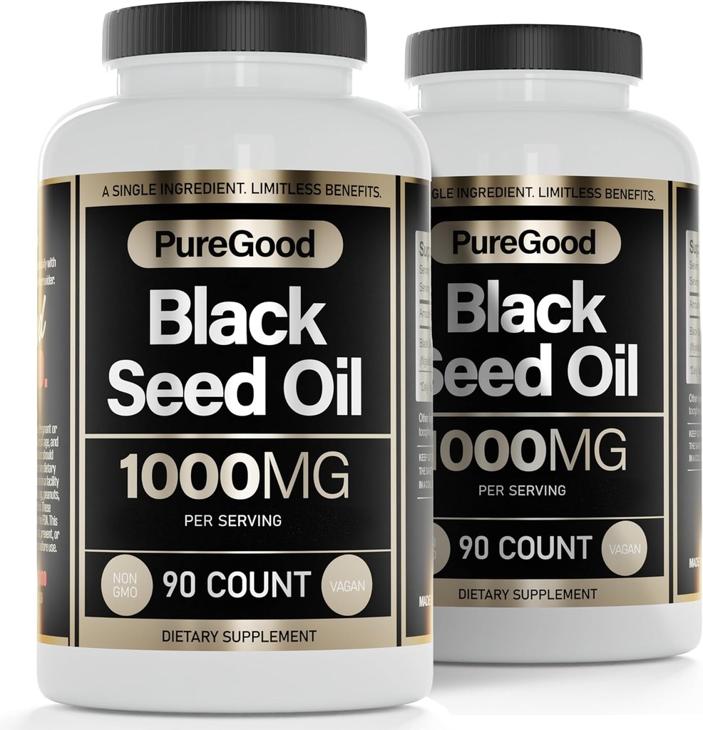 2 Pack - Black Seed Oil Capsules, 500 Mg, Cold Pressed High Potency Digestive Aid, 90 Count 100% Non GMO Pure Black Cumin Seed Oil Capsules