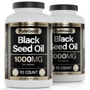 2 Pack - Black Seed Oil Capsules, 500 Mg, Cold Pressed High Potency Digestive Aid, 90 Count 100% GMO Pure Black Cumin Tohum Yağ Kapsülleri