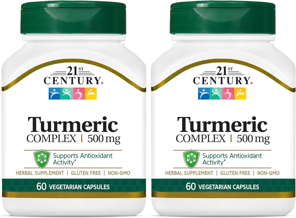 21. Yüzyıl Turmeric Kompleksi Vegetarian Capsules, 60 Kont (Pack of 2)