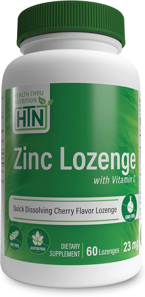 Sağlık Thru Beslenme çinko Lozenge ile C | çinko 23 mg Vitamin-C 30 mg | Doğal Chery Flavor | Destekler Sağlıklı Immune Function | 3rd Party Tested | Non-GMO, Gluten & Soy Free ( 60'ın paketi)
