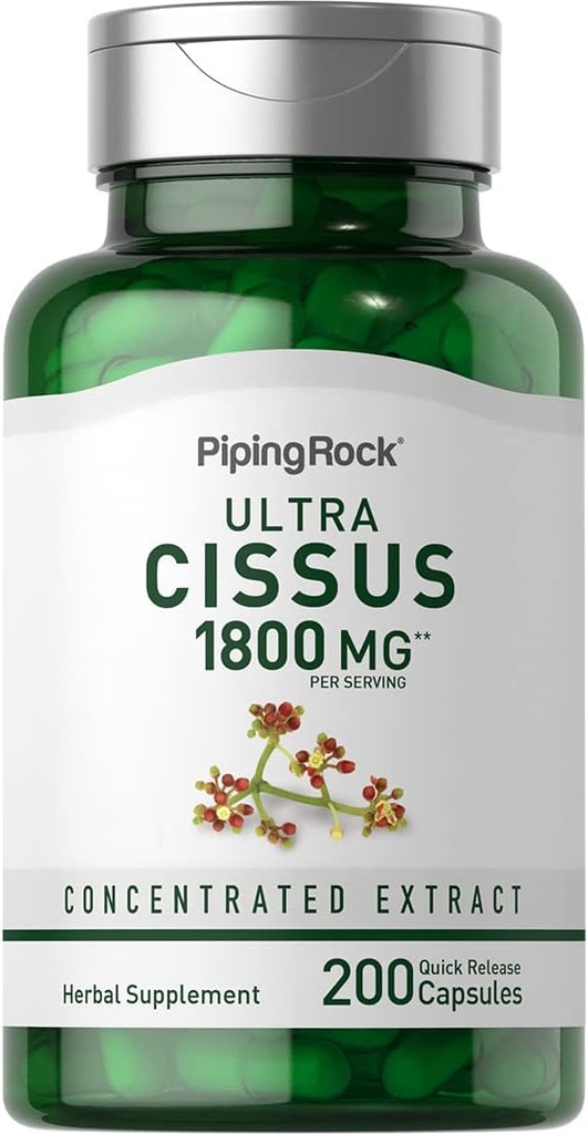 Piping Rock Cissus Quadrangularis Supplement 1800 mg | 200 Capsules | Ultra Tempd Herbal Extract | Non-GMO, Gluten Free Free