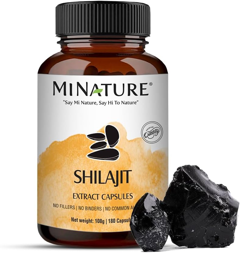 Shilajit Capsules - Nature | 180 Veg Caps | Discovers Vibrant Energy & Vitality| 1000 mg | 100% Sadece Shilajit Ekstraksiyon Capsules | Fulvic Acid