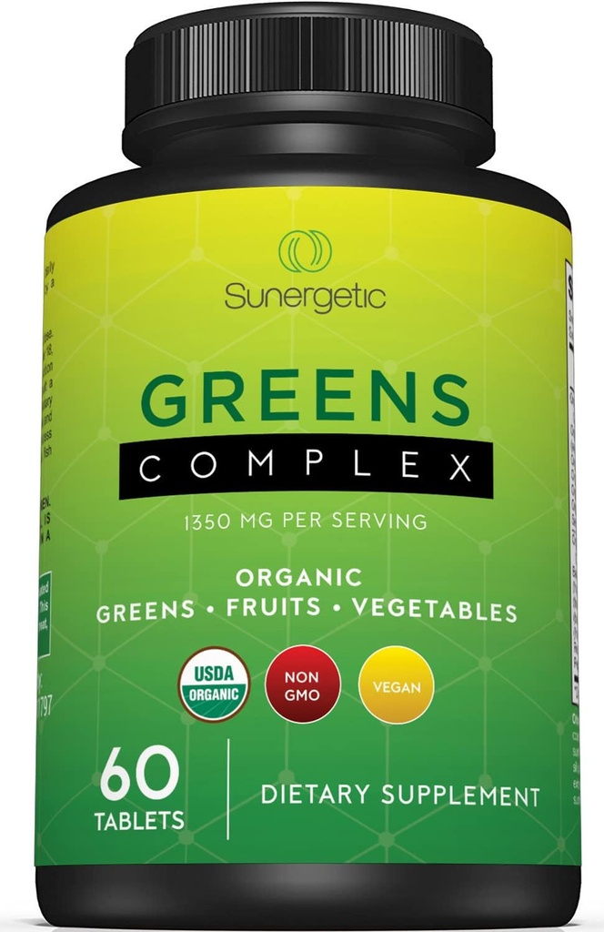 Premium USDA Organik Yeşiller Superfood Tabletleri - Yeşiller Superfood Toz Veggies, Meyveler ve Polyols - Daily Greens Superfood Toz Supplement- 60 Yeşiller Tabletleri