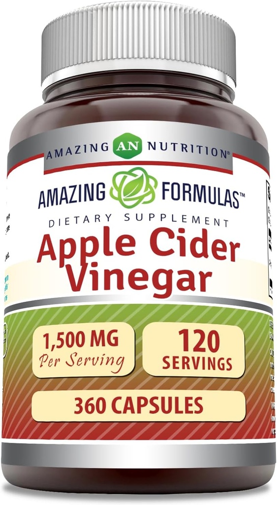 Amazing Formulas Apple Cider Vinegar 1500 mg Per Serving Supplement | Capsules | Non-GMO | Gluten Free | Made in USA (360 Count)