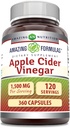 Amazing Formulas Apple Cider Vinegar 1500 mg In Service Supplement | Capsules | Non-GMO | Gluten Free | Made in USA (360 Count)