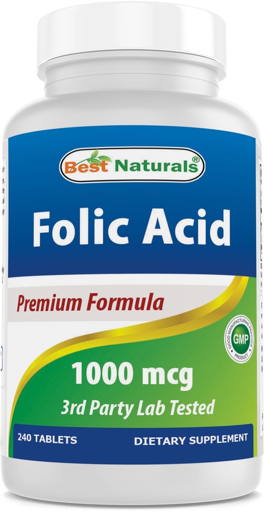Best Naturals Φολικό οξύ 1000 mcg (βιταμίνη B9), 240 δισκία