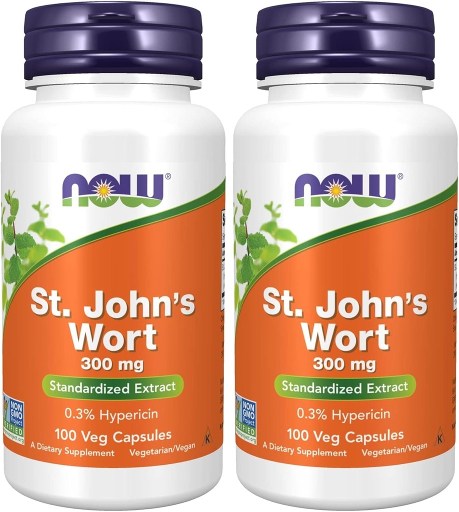 Şimdi Tamamlar, St. John's Wort (Hypericum perforatum) 300 mg, Standartlaştırılmış Ekstraksiyon, 100 Veg Capsules (Pack of 2)