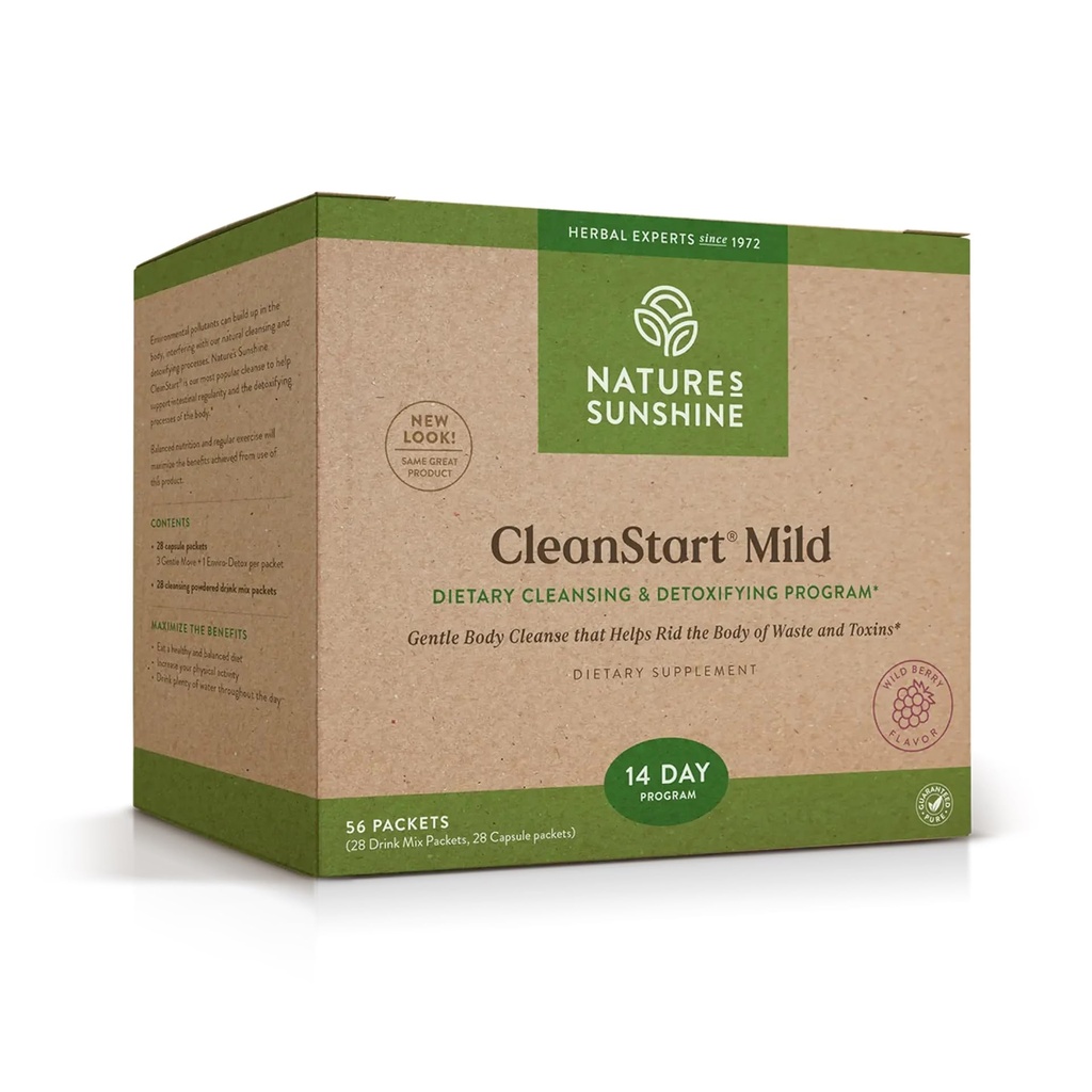 Nature's Sunshine CleanStart Mild, 56 Packets | Güçlü Herbal Detox Doğal Destekler Doğal, Gündelik Atıkların Vücuttan Temizlenmesi