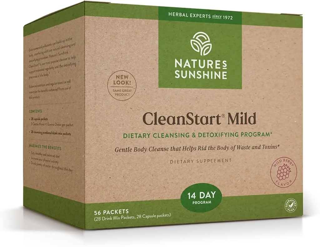 Nature's Sunshine CleanStart Mild, 56 Packets | Güçlü Herbal Detox Doğal Destekler Doğal, Gündelik Atıkların Vücuttan Temizlenmesi