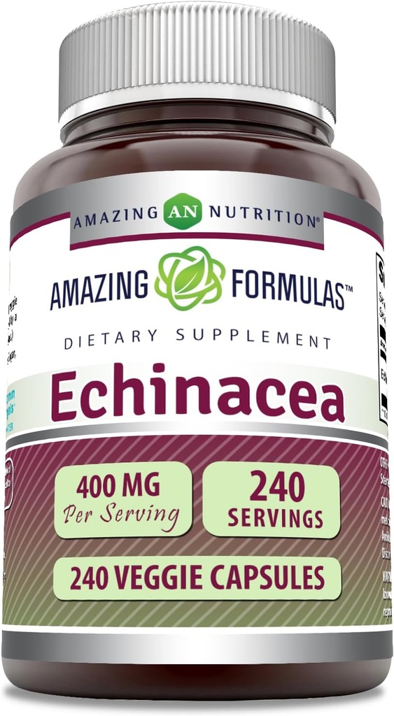 Amazing Formulas Echinacea Supplement | 400 Mg per Service | 240 Veggie Capsules | Non-GMO | Gluten-Free | Made in USA