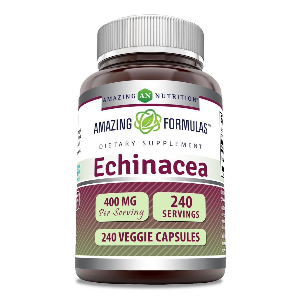 Amazing Formulas Echinacea Supplement | 400 Mg per Service | 240 Veggie Capsules | Non-GMO | Gluten-Free | Made in USA
