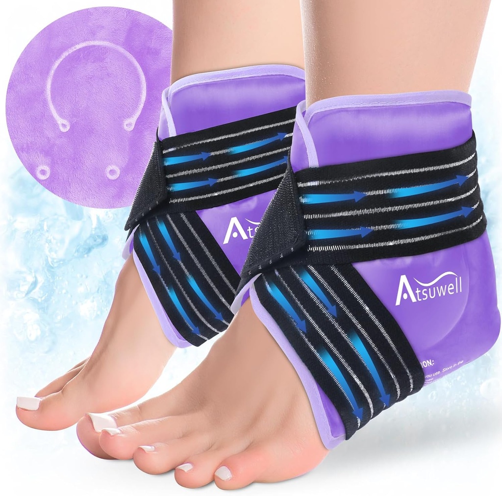 Atsuwell Ankle Ice Pack 2 Packs, Ankle Buz sarıları Ayak Heel, Cold Compress Terapi for Soothing Discomfort, Mor