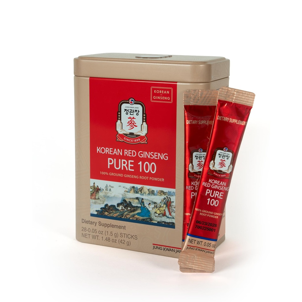 JungKwanJang Koreli Red BTC Pure 100 - Panax BTC Toz Stick Supplements - Enerji Boost & Immune Support - Vegan, Caffeine Free, Gluten Free & Non-GMO (Net Wt 1.48 oz, 30 Sticks)