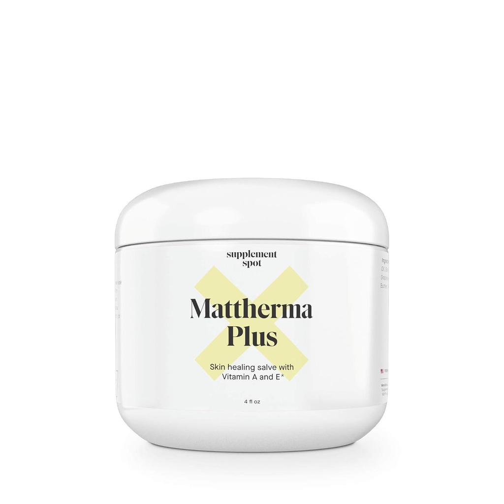 Mattherma Plus Αλοιφή για την επούλωση του δέρματος (4 Fl Oz.) - Καταπραϋντική σάλτσα για το ραγισμένο δέρμα w/Vitamin E & A – All-Purpose Moisture Barrier Ointment to Nourish & Support Φυσική θεραπευτική διαδικασία του σώματος