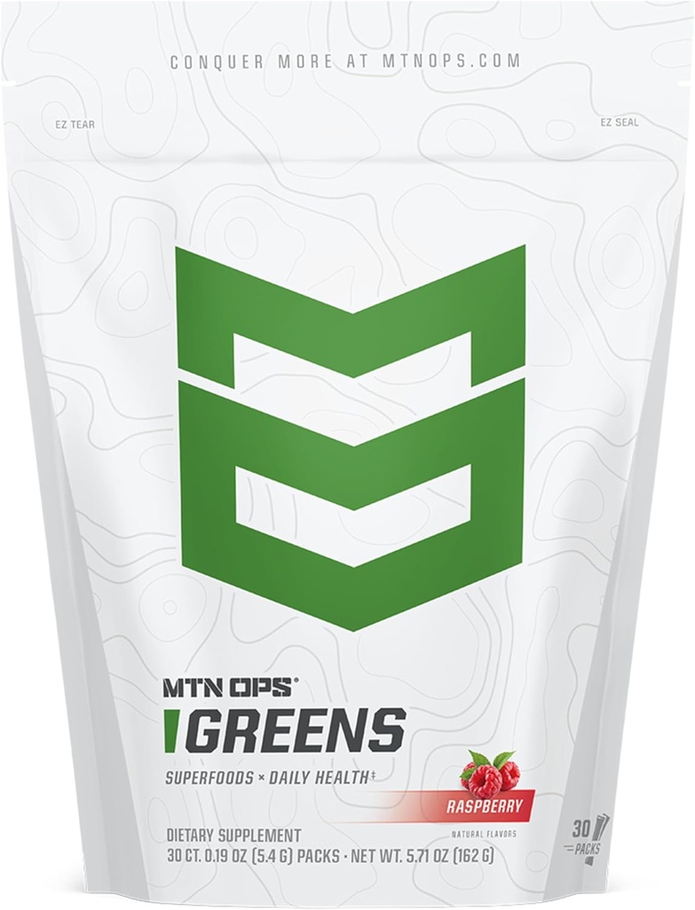 MTN OPS Super Greens Daily Immune Health and Energy Drink Toz – Digestive Health Support Blendophyll-Rich Greens | 30 On-The-Go Packs | Just Add Water Water