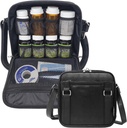 Μεσαία 2-σε-1 Pill μπουκάλι οργανωτής, Crossbody PU Δερμάτινη τσάντα για γυναίκες, ιατρική τσάντα, περίπτωση, φορέας για φάρμακα, Travel Medicine Organizer, Med τσάντα - μαύρο (χωρίς κλειδαριά)