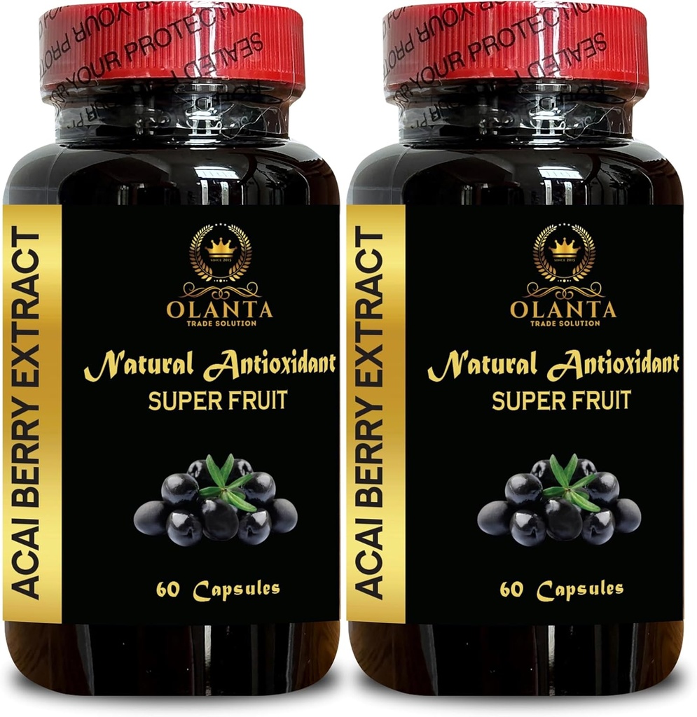 ACAI Berry Ekstraksiyon - Şili Antioksitlerinden Superfood, Kadınlar ve Erkekler için Immune Destek, Doğal Wellness Desteği, Enerji için Acai - 2 Şişe 120 Capsules