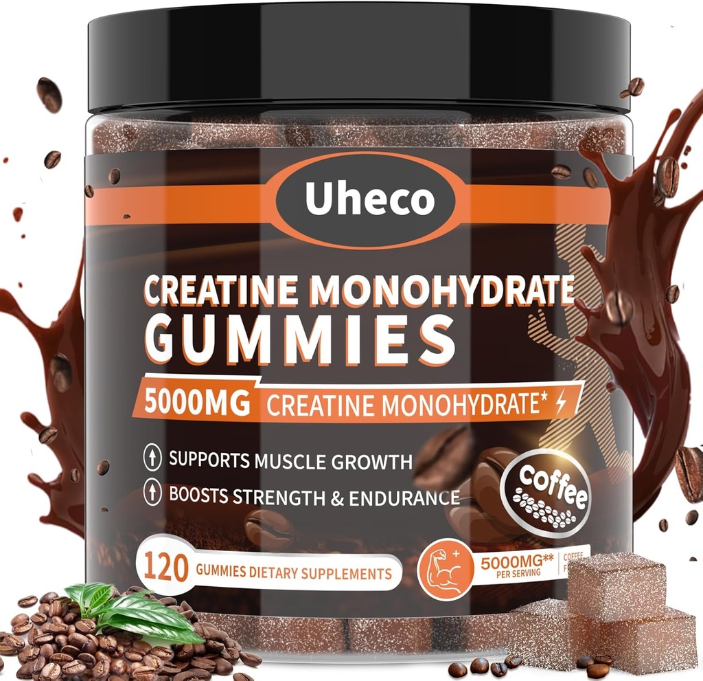 Kahve Flavor Tinatine Monohidrat Gummies 5000 mg for Men & Women,Contains L-Taurine + Vitamin B12, Betaine, L-Citrulline for Muscle Strength, improve Egzersiz Endurance -116 Count