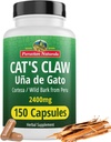Peruvian Naturals Cat's Claw Herbal Supplement 150 Capsules - Uña de Gato 2400 mg of Vegan,% 100 Natural Cats Claw Bark Grown in Peru, Non-GMO, Uncaria Tomentosa UNA de Gato