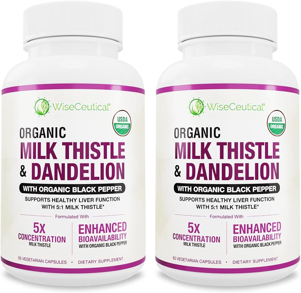 Max Απορρόφηση USDA Organic Milk Thittle Poent 5:1 Συμπυκνωμένο εκχύλισμα (δύναμη 2000mg) & Organic Dandelion Root 