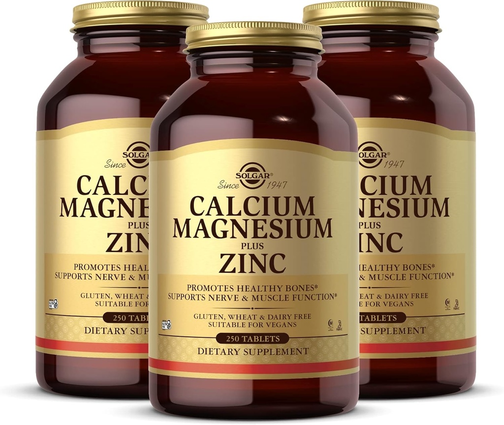 Solgardis Magnezyum Plus çinko - 250 Tablet, 3 Paket - Sağlıklı Kemikleri, Destekler Nerve & Muscle Function - Non-GMO, Vegan, Gluten Free - 250 Toplam Hizmetler