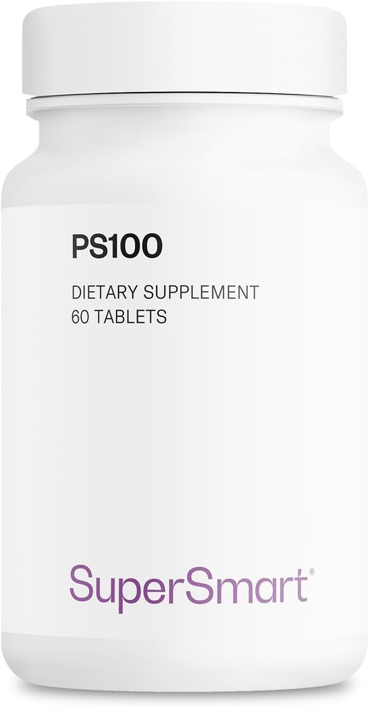 Supersmart - PS100 Supplement 300 mg per Day (Phosphatidylserine) - Beyin Sağlığı ve Koruma - Memory Support | Non-GMO & Gluten Free - 60 Tabletler