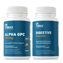 Dr. Tobias Alpha GPC & Digestive Enzymes - Bilişsel Fonksiyonlar ve Her Gün Gut Health with Bio available Choline Supplement & Premium Enzymes for Digestion, Non-GMOMO