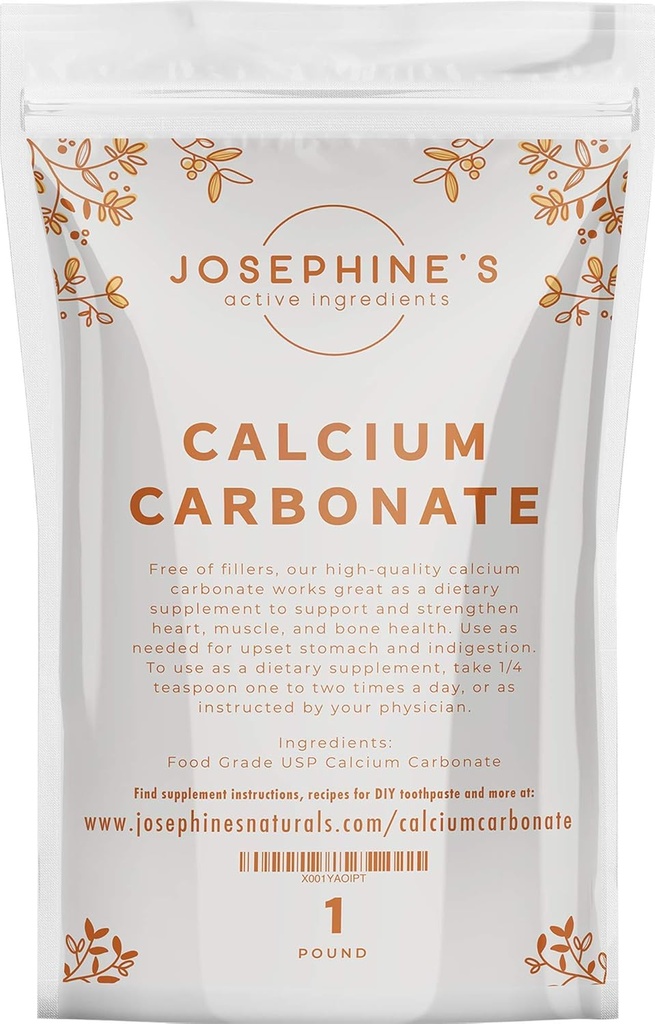 Ενεργά συστατικά της Josephine: Ασβέστιο Carbonate σκόνη - Συμπλήρωμα βαθμού διατροφής, Heartburn ανακούφιση, συστατικό για DIY Οδοντόκ και Chalk Paint Projects - 1 lb. - Χωρίς Πρόσθετα ή Fillers