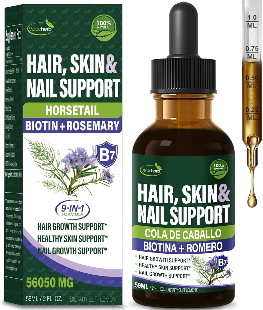 Herbal Liquid Drops, Saç Büyümesi, Sağlıklı Skin & Nail Büyüme, Attail Biotin Rosemary Extract ile. 2oz