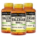 MASON NATURAL Valerian Root 500 mg, 6 Ay Supply, Natural Sleep Aid, Sağlıklı ve Huzurlu Uykuyu Teşvik Ediyor, Herbal Supplement, 3 Pack