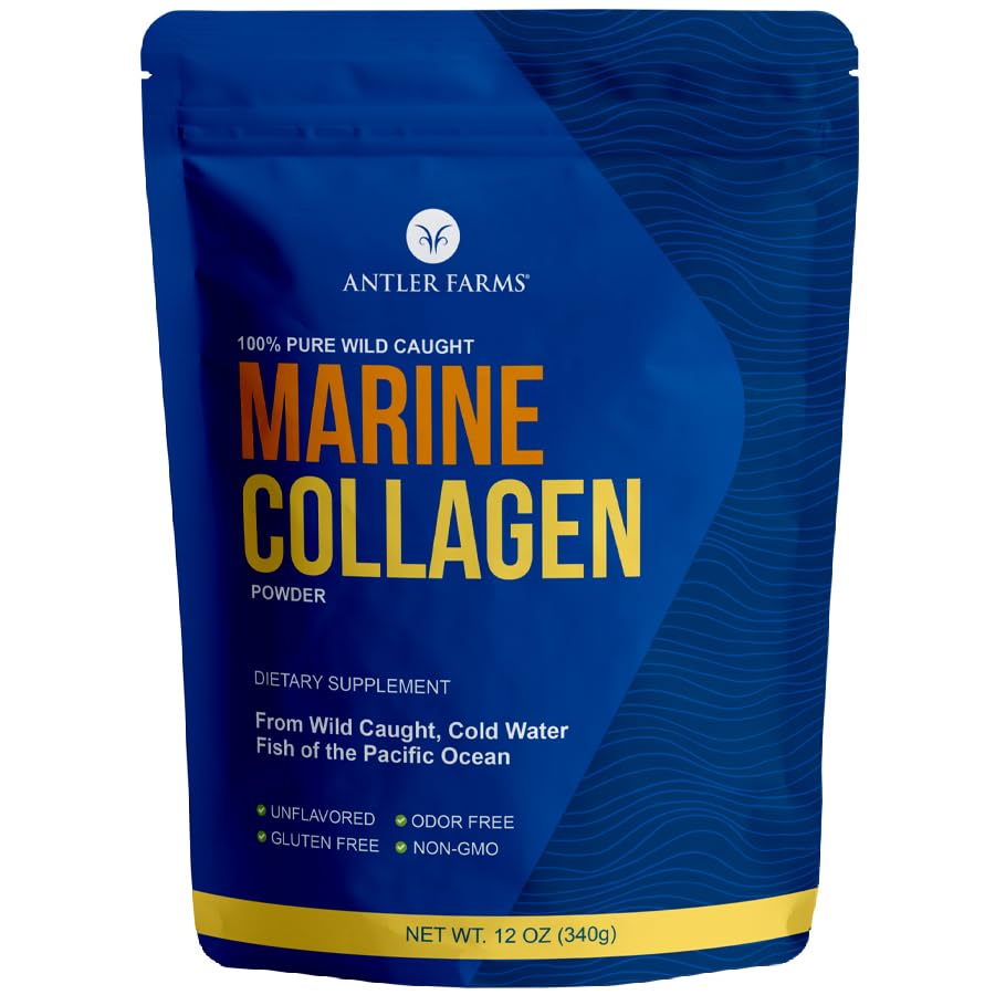 Antler Çiftlikleri - Vahşi Caught Pacific Snapper'den 100% Saf, Temiz Deniz Collagen Tozu, 12 oz - Hot veya Cold Liquids'de lezzetli, Highly Bio kullanılabilir, Hızlı Aorpsiyon, Tadı veya Koku Yok