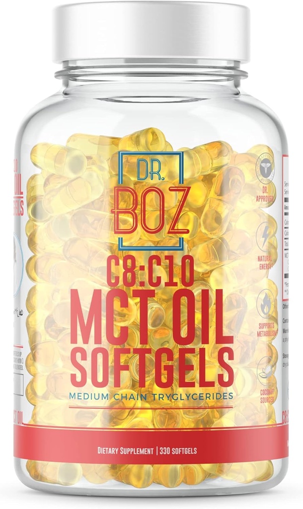 Dr. Boz - C8:C10 MCT Oil Supplement (330 Softgels) - Doktor Onaylandı - Doğal Enerji, Kilo Yönetimi ve Zihin Odaklığı - ABD'de Yapılışı - Self Care