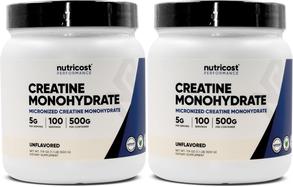 Nutricost Tinatine Monohidrat Toz (2 Pack) - 5g hizmet başına, 100 hizmet, 500g (17.9 oz) - Scoop dahil