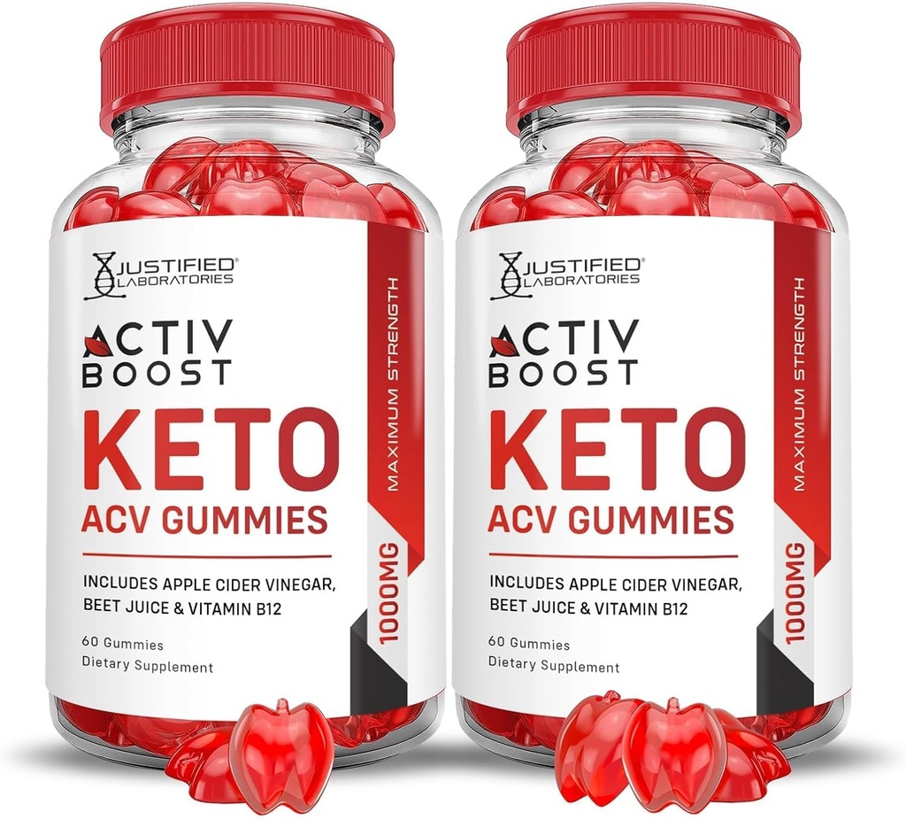 Justified Laboratories (2 Pack Activboost Keto Acv Gummies Advanced Formula 1000MG Active Boost Formulated with Ρόδι με σκόνη χυμού Β12 Vegan Non GMO 120 Gummys