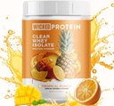 WICKED Protein Powder, Clear Whey Isolate, 23g Protein, 95 θερμίδες, αναζωογονητικό χυμό, καθαρό έργο ετικέτας Πιστοποιημένο, χωρίς γλουτένη, μετά την αποκατάσταση προπόνηση, πρωτεΐνη για γυναίκες και άνδρες (τροπική γροθιά)