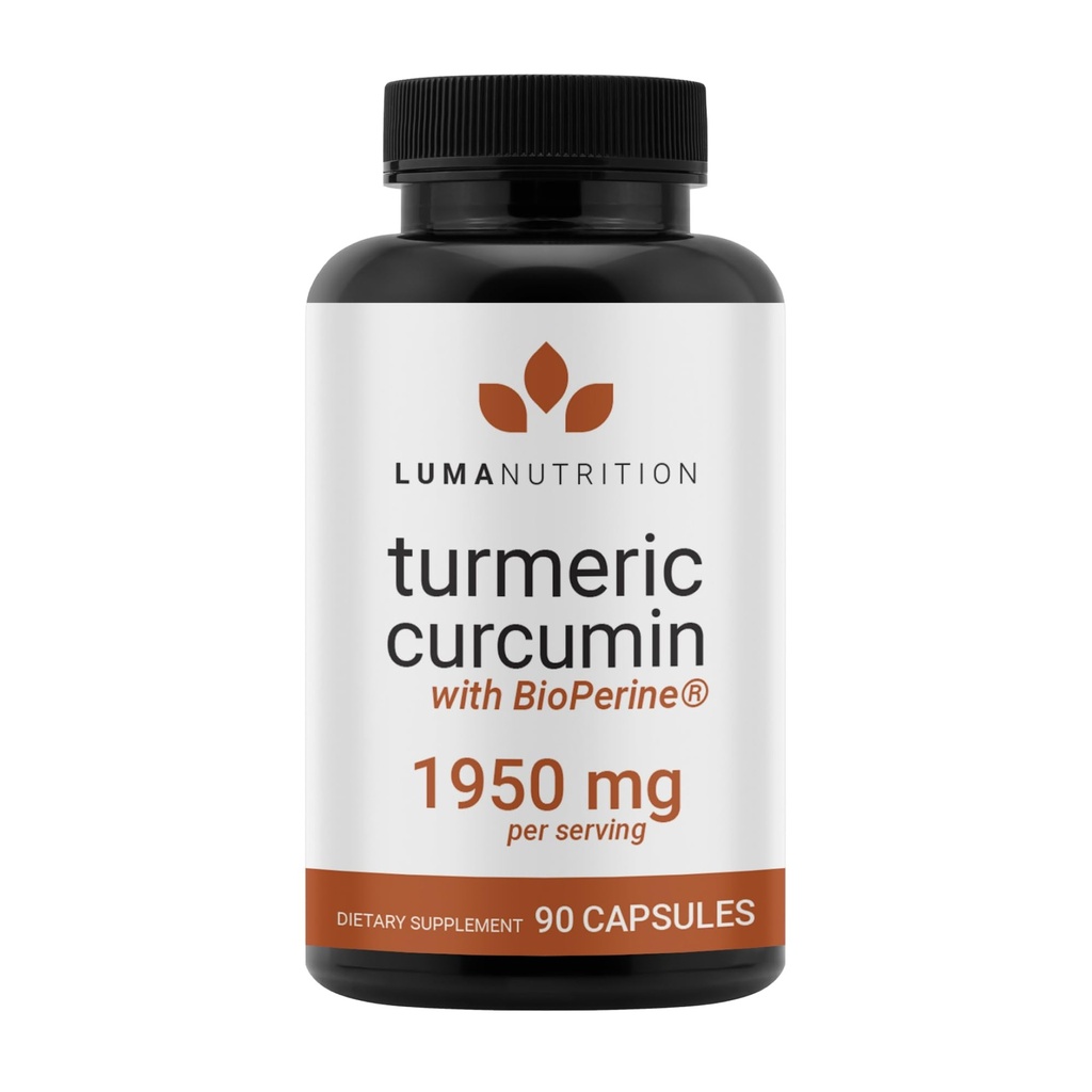 Luma Beslenme Turmeric Curcumin with Black Pepper - 95 Curcuminoids - 1950mg Per Servis - Premium Turmeric Supplement - Amerika'da Gerçekleştirilmiş - 90 Capsules