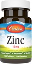 Carlson - Zinc, 15 mg, Zinc Supplement, Zinc Gluconate, Immune Support & Skin Health, Zinc Tablets, Antioxidant, Zinc Capsules, 100 Tablets