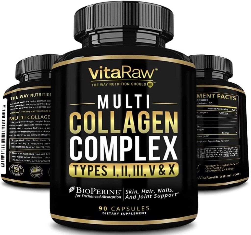 Collagen Pills 1800 mg - Multi Collagen Supplements (Types I, II, III, V & X) Grass Fed Non GMO Collagen Pil Pills for Hair, Skin and Commons - Hydrolyzed Collagen Protein Toz