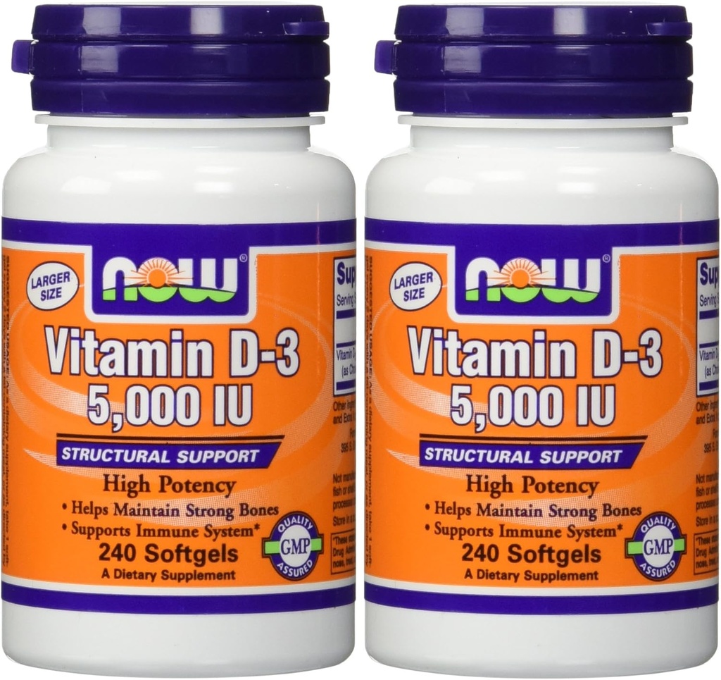 NOW Τροφίμων Βιταμίνη D3 5000 Iu, 240-softgels (πακέτο του 2)