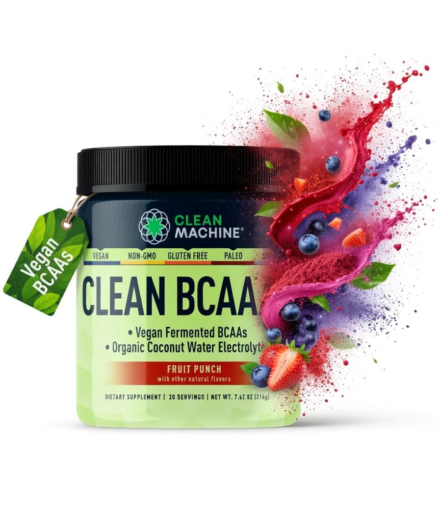 Temiz BCAA - 2:1:1 Gıda BCAAs Toz & Coconut Su Elektrolytes Recovery & Amino Energy Supplement - Ödül Kazanan Vegan Amino Asit Supplement - 30 Hizmet (30, Meyve)