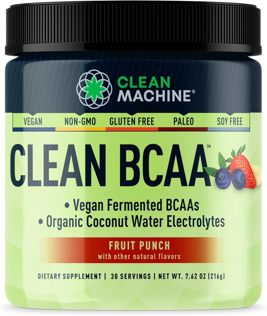Temiz BCAA - 2:1:1 Gıda BCAAs Toz & Coconut Su Elektrolytes Recovery & Amino Energy Supplement - Ödül Kazanan Vegan Amino Asit Supplement - 30 Hizmet (30, Meyve)