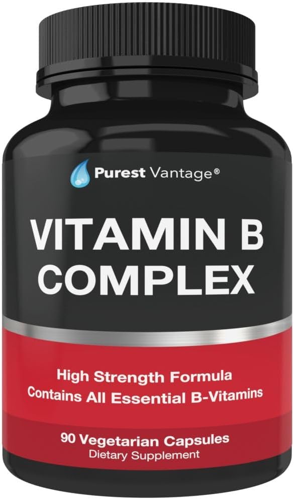 B Complex Vitaminleri B12, B1, B2, B3, B5, B6, B7, B9, Folic Acid - Super B Complex Vitamins for Women, Men, Yetişkinler - 90 Vegetarian Capsules