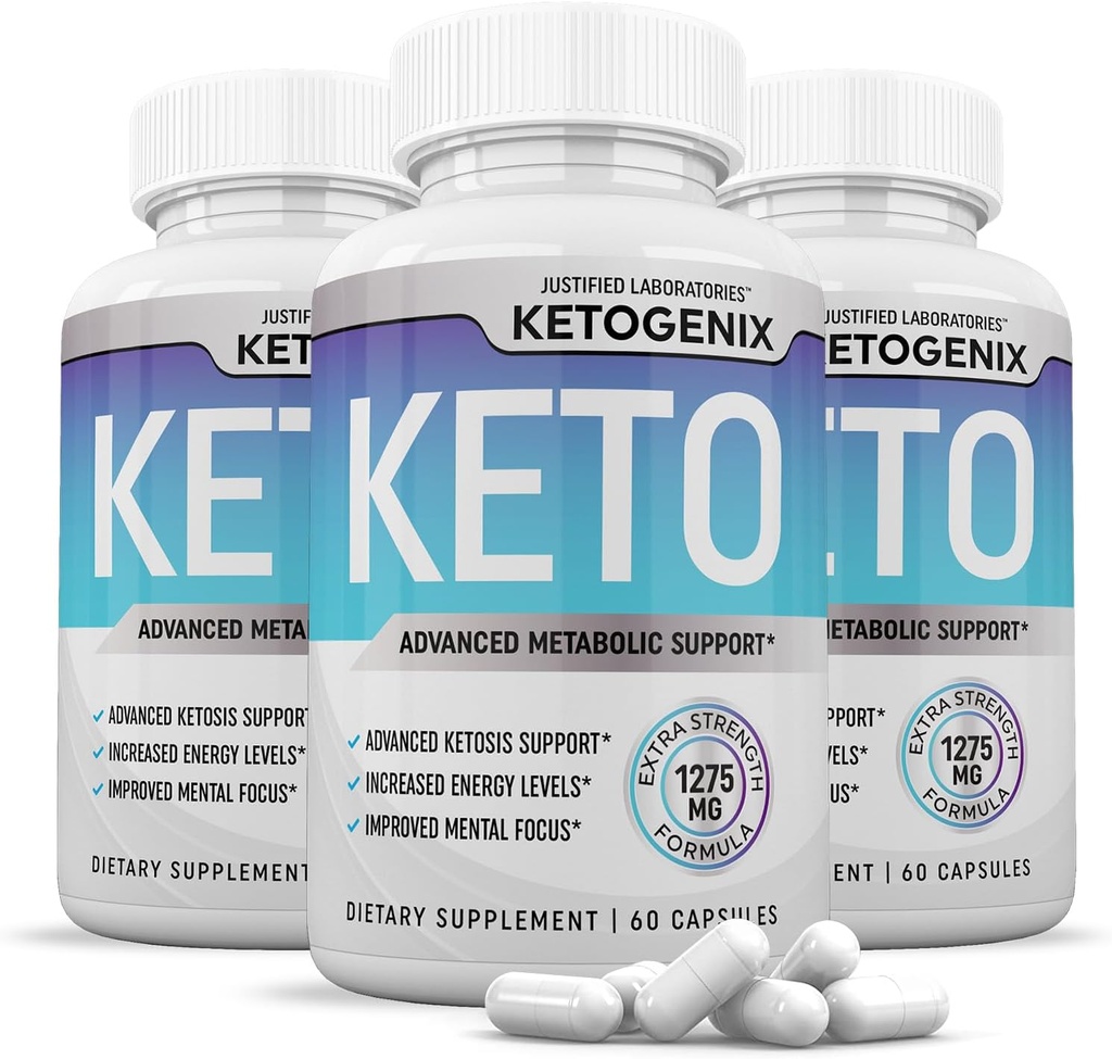 (3 Pack) Ketogenix χάπια Keto 1275MG Νέα & βελτιωμένη Φόρμουλα Περιέχει μηλίτη μηλίτη ξύσμα επιπλέον παρθένο ελαιόλαδο σκόνη πράσινο φύλλο τσαγιού 180 κάψουλες