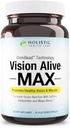 Holistic Health Labs Vision Alive Max with 8 Natural Materialss Lutemax® 2020, Bilberries, Blueberries, c3g from Black Currant, Maqui Berry, Saffron, and Astaxanthin (30 Kont)