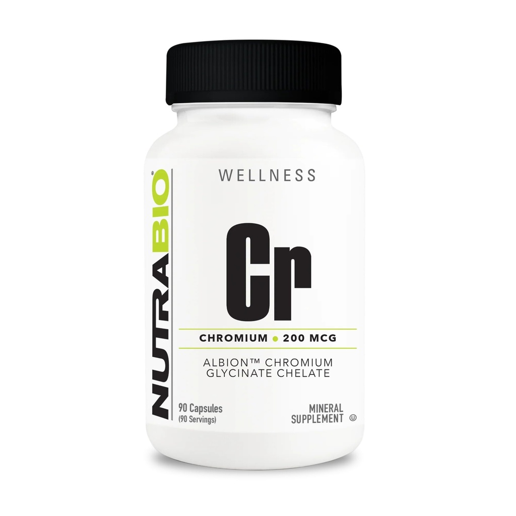 NutraBio Chelated Chromium GFT - 200 mcg - 90 Sebze Capsules