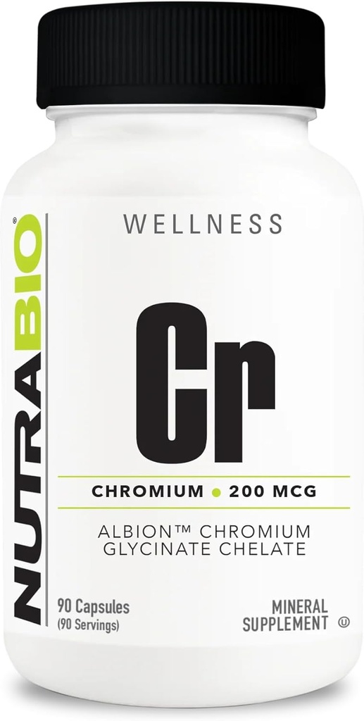 NutraBio Chelated Chromium GFT - 200 mcg - 90 Sebze Capsules